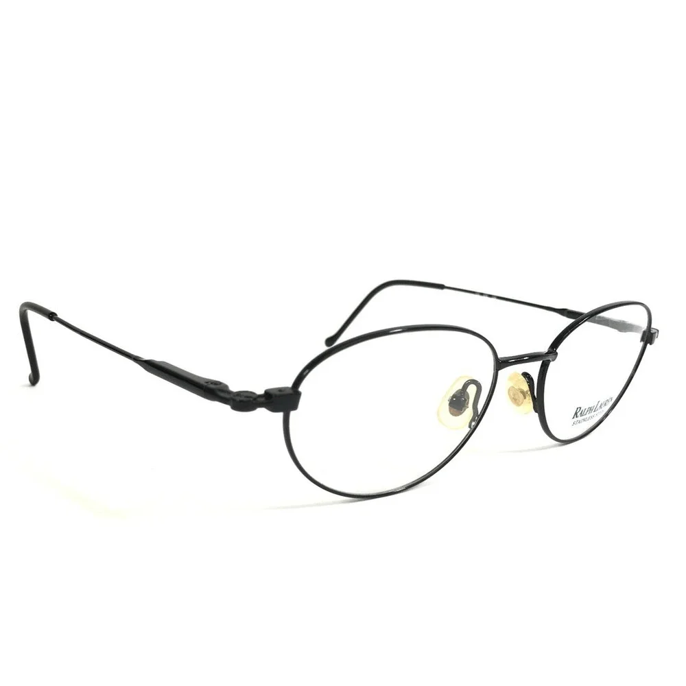 Vintage Ralph Lauren Eyeglasses Frames RL608 006 Shiny Black Oval 50-17-135